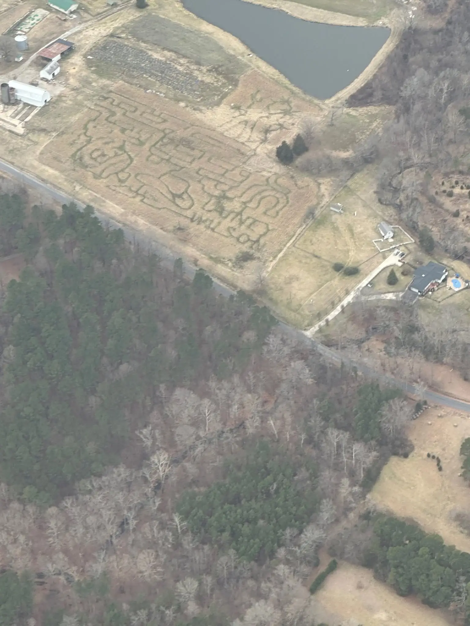 Beautiful aerial view of North Carolina fields from cockpit window