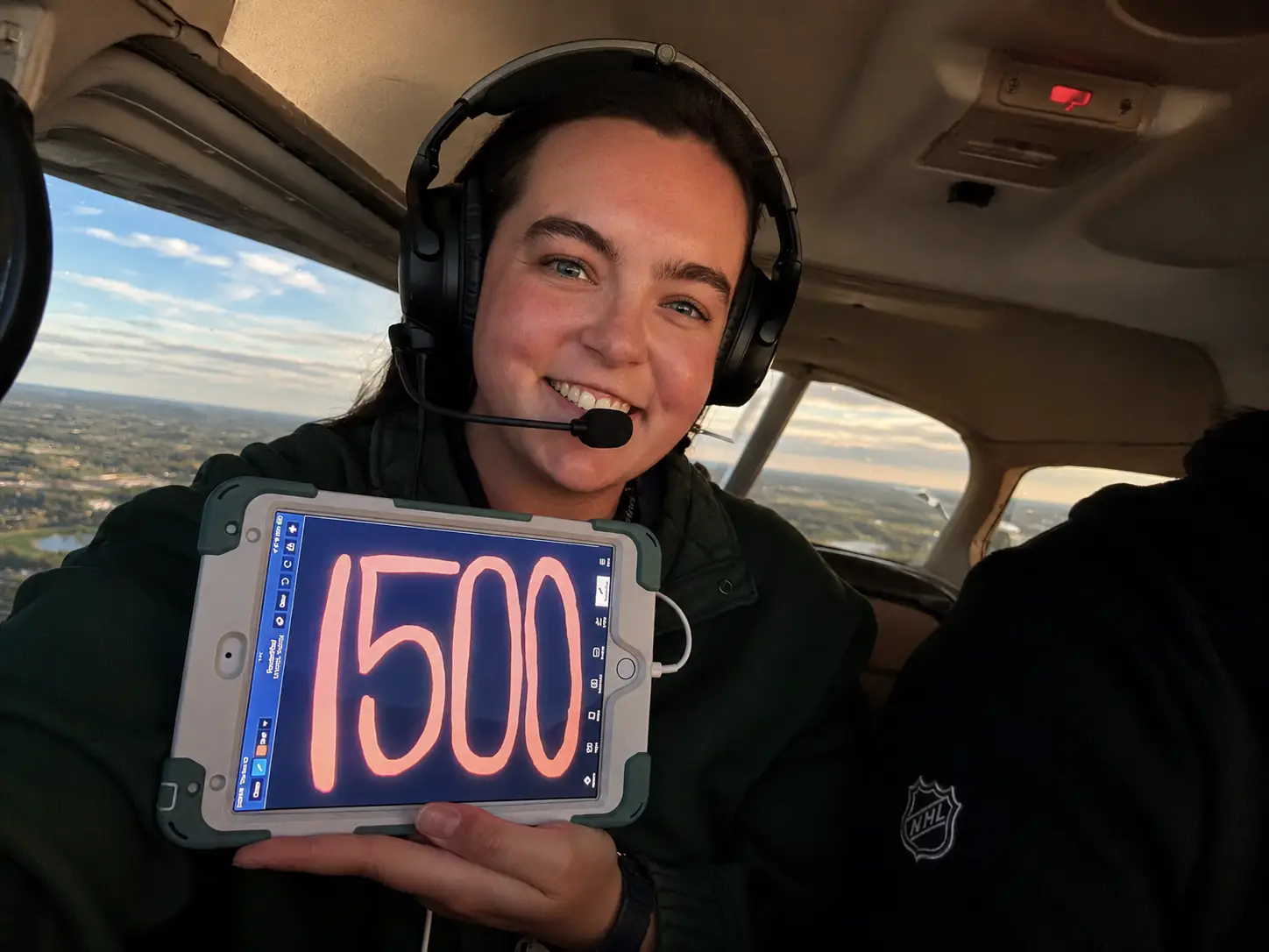 Cockpit view inside a training aircraft